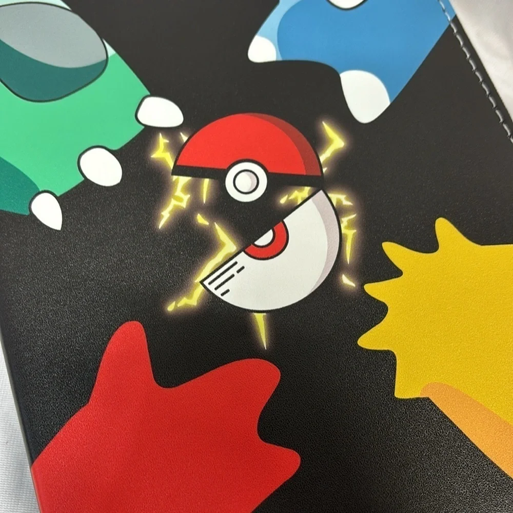 Pokemon colorful  leather Binder full zip and  card holder included New!